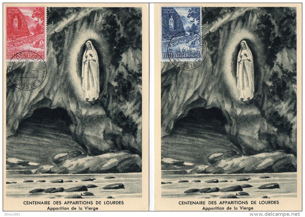 TB 165 - CP - Carte - Centenaire Des Apparitions De LOURDES - OB Poste Du Vatican 10.06.1958 - Maximum Cards