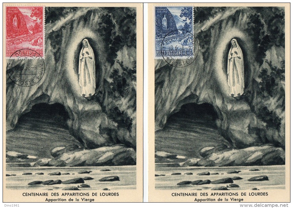 TB 165 - CP - Carte - Centenaire Des Apparitions De LOURDES - OB Poste Du Vatican 10.06.1958 - Cartoline Maximum