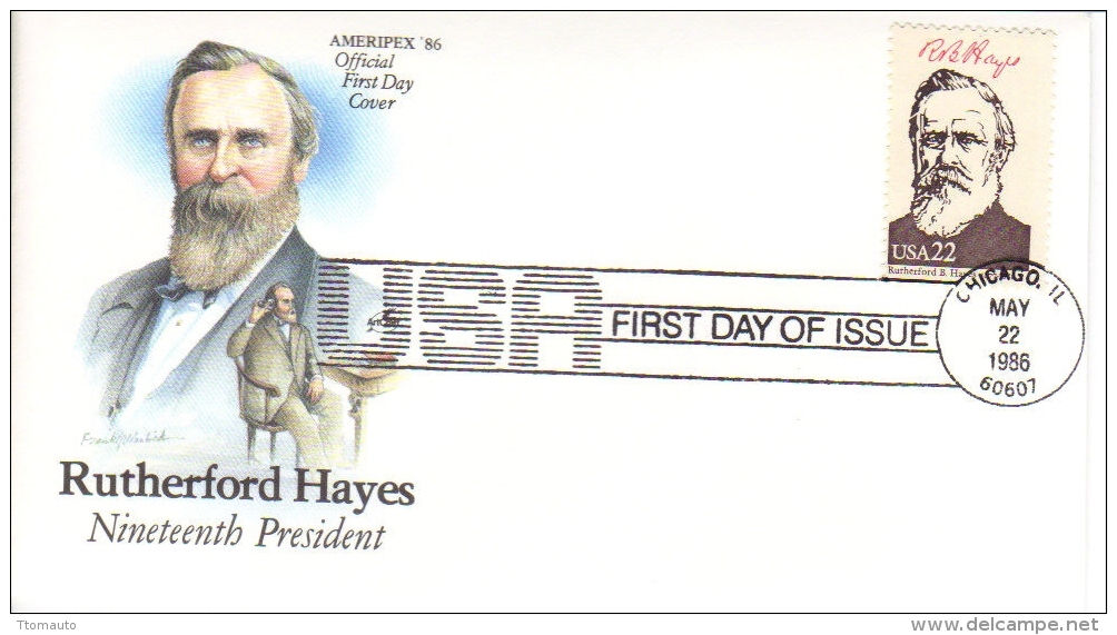 US Presidents  -  Rutherford Hayes  -  Dix-Neuvième  President  -  1er Jour  -  FDC - George Washington