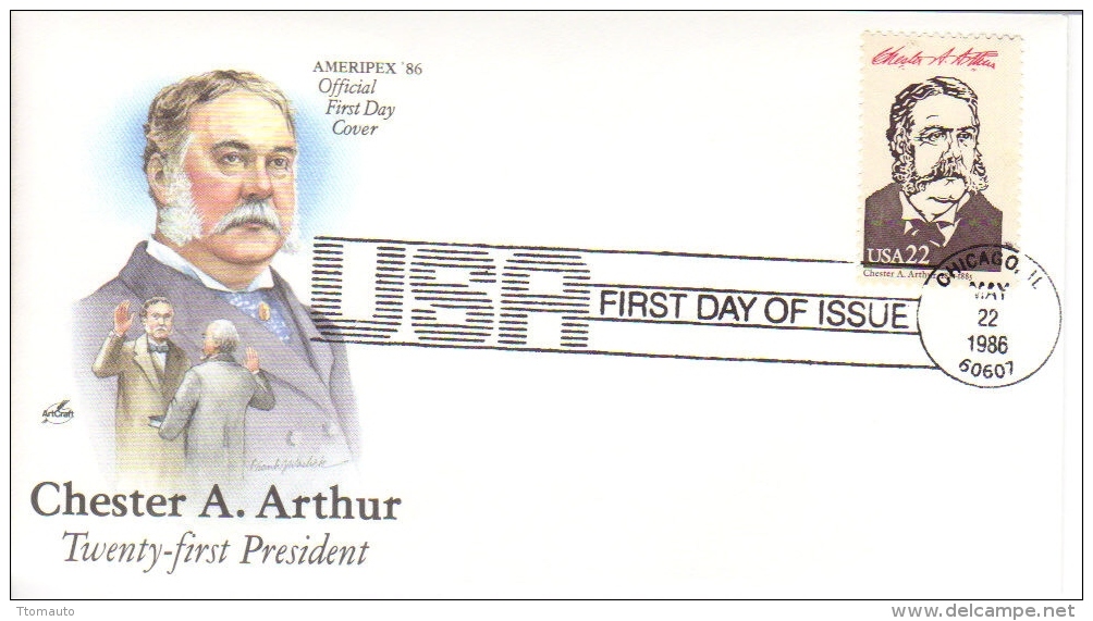 US Presidents  -  Chester A.Arthur   -  Vingt Et Un  President  -  1er Jour  -  FDC - George Washington