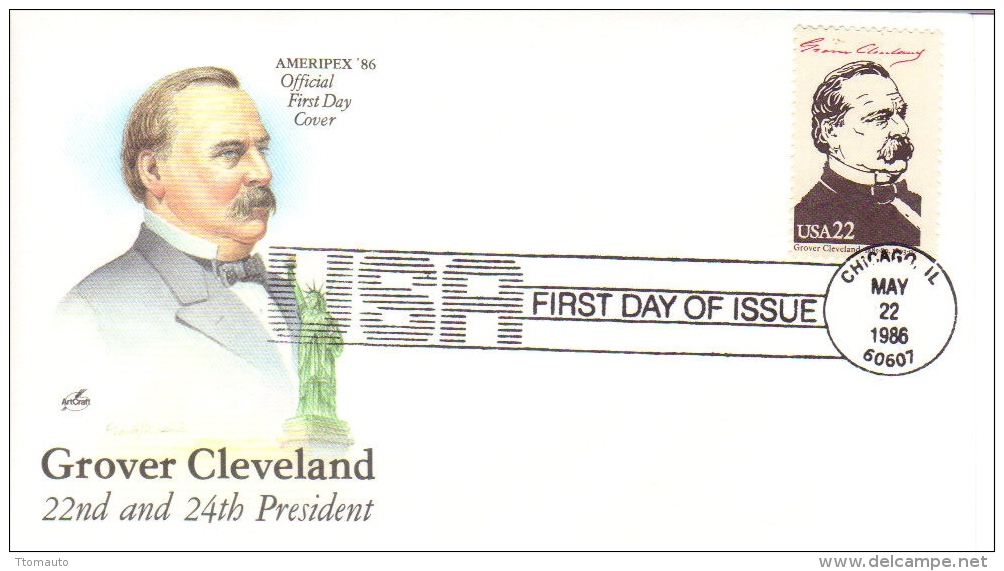 US Presidents  -  Grover Cleveland   -  22e Et 24e  President  -  1er Jour  -  FDC - George Washington