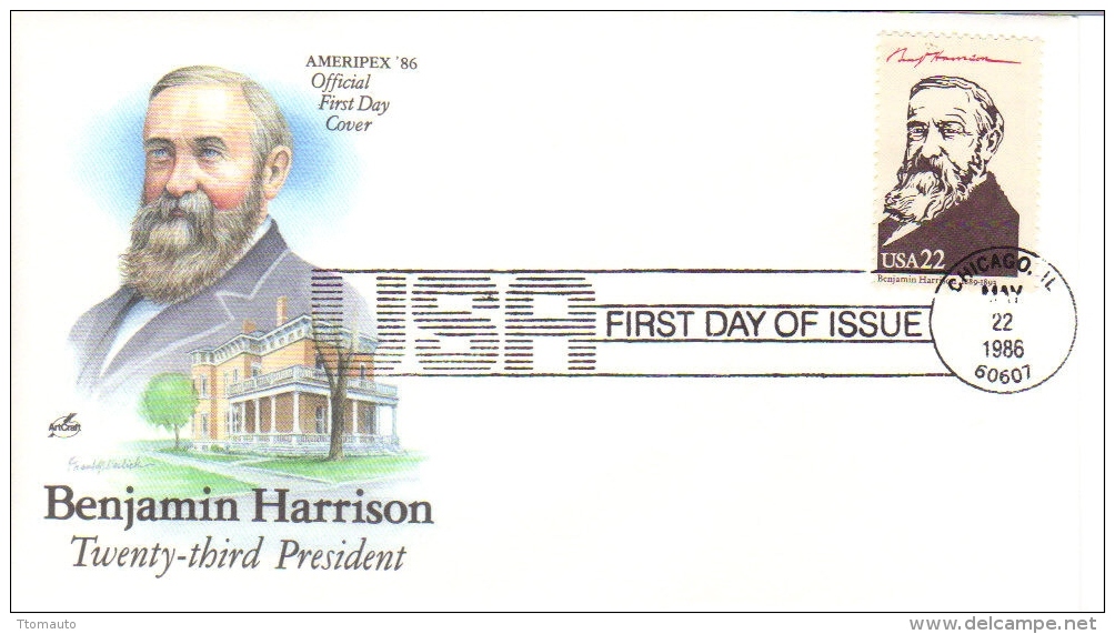 US Presidents  -  Benjamin Harrison   -  Vingt-troisième  President  -  1er Jour  -  FDC - George Washington