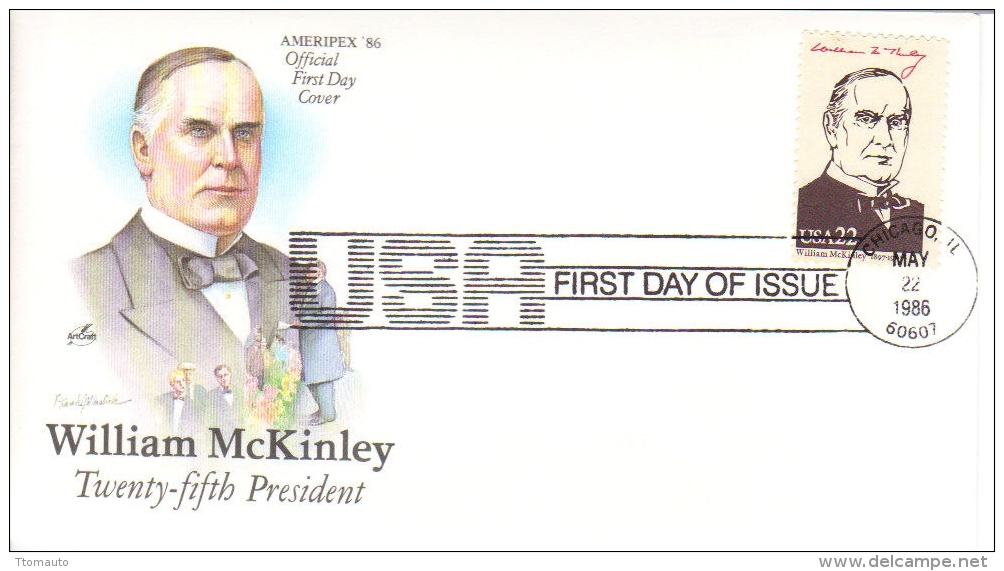 US Presidents  -  William McKinley   -  Vingt-quatrième  President  -  1er Jour  -  FDC - George Washington