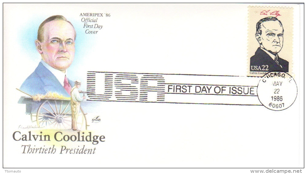 US Presidents  -   Calvin Coolidge   -  Treizième  President  -  1er Jour  -  FDC - George Washington