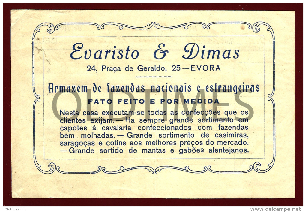 PORTUGAL - ARMAZEM DE FAZENDAS NACIONAIS E ESTRANGEIRAS - EVARISTO E DIMAS - 1930 OLD INVOICE - Portogallo