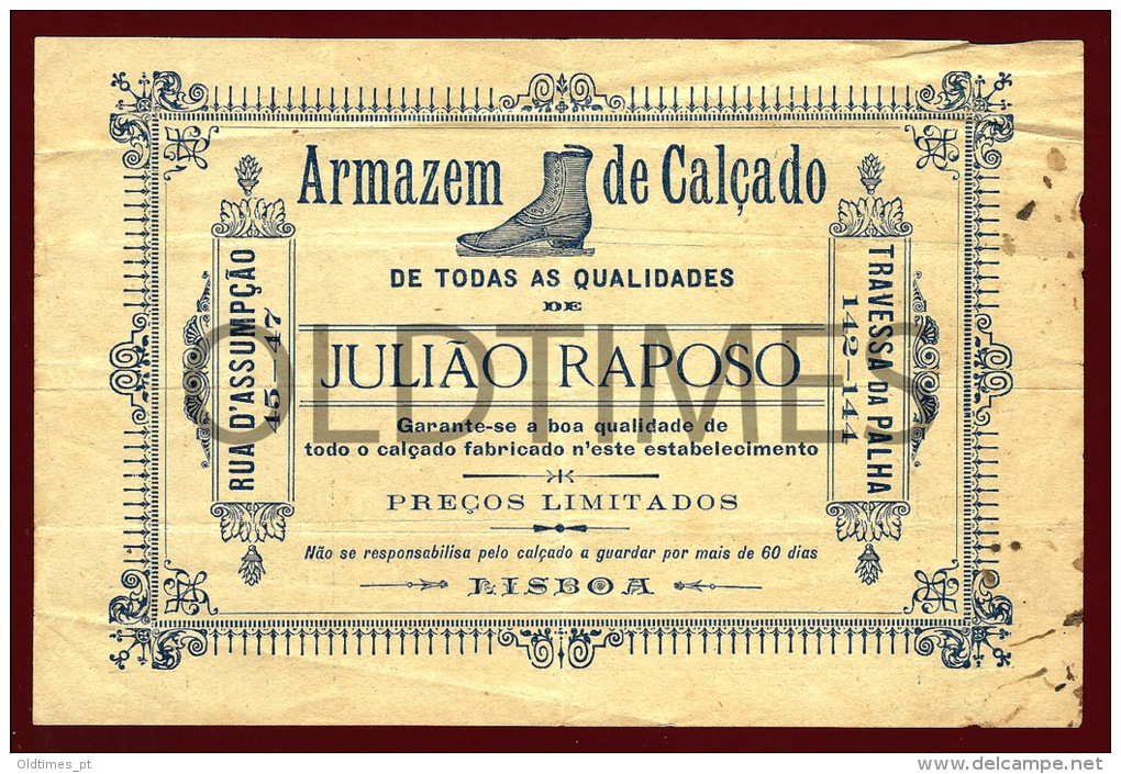 PORTUGAL - LISBOA - ARMAZEM DO CALÇADO - JULIAO RAPOSO- 1900 OLD INVOICE - Portogallo
