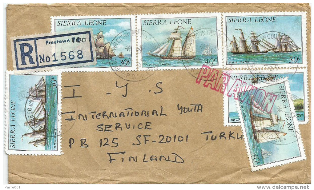 Sierra Leone 1985 Freetown Ships 30c 40c No Date 50c 1985 Registered Cover - Sierra Leone (1961-...)