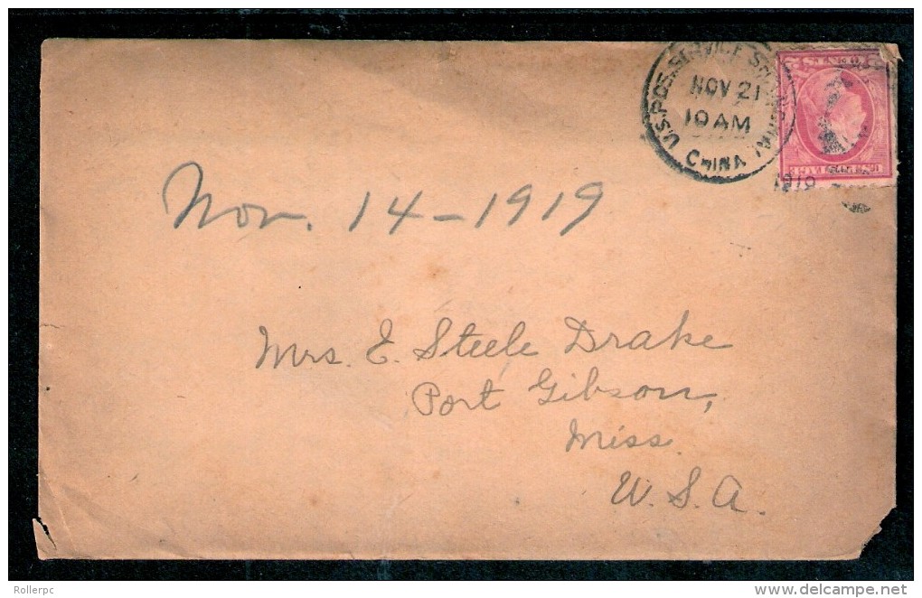 080261 Sc 406 U.S.POS.SERVICE SHANIGHAI//CHINA [DUPLEX-1919] TO PORT GIBSON, MISS., USA [AGENCY-COVER DAMAGE] - Offices In China