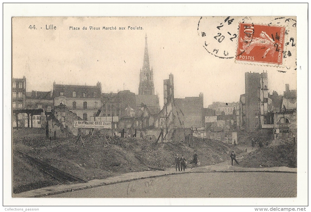 Cp, 59, Lille, Place Du Vieux Marché Aux Poules, Voyagée 1920 - Lille