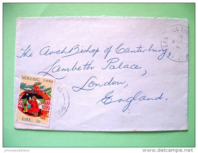 Ireland 1990 Cover To England - Christmas - Lettres & Documents