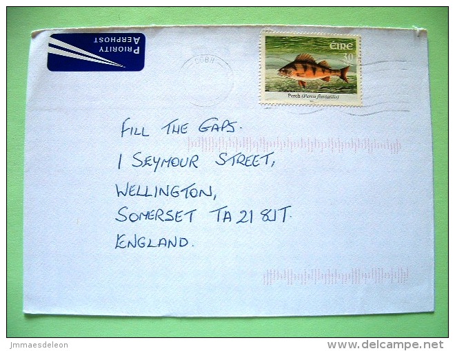 Ireland 2001 Cover To England - Fish - Perch Perca - Covers & Documents