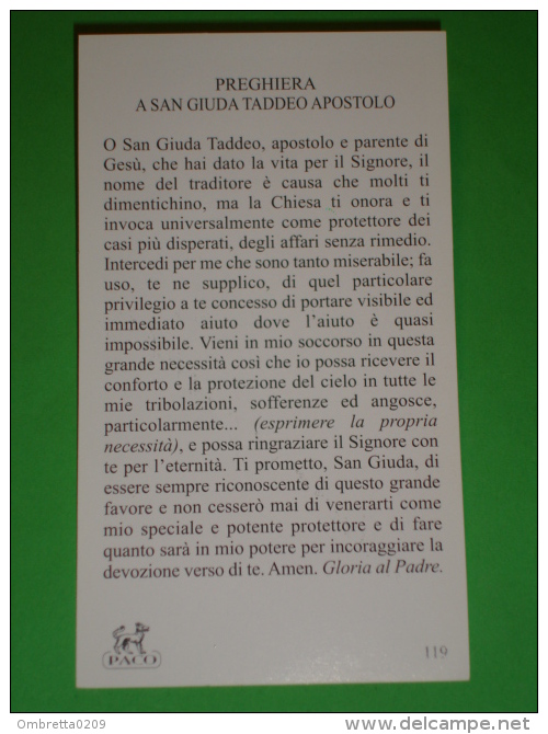 Paco N° 119 - S.GIUDA TADDEO Apostolo  - Santino - Devotieprenten