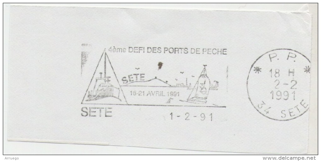 FRANCE. FRAGMENT POSTMARK. SETE. CHALLENGE OF FISHING PORT. 1991 - Otros & Sin Clasificación