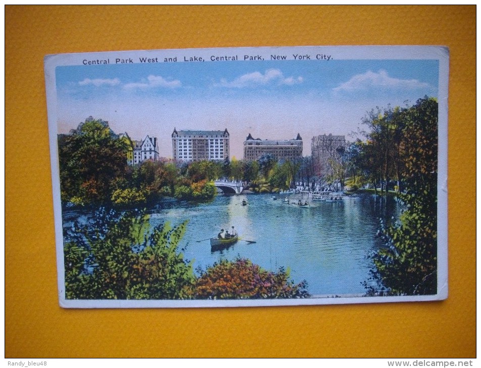 Cpa  NEW YORK CITY  - Central Park West And Lake - - Parchi & Giardini