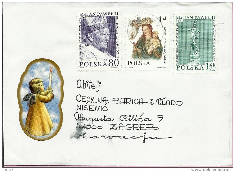 Letter - Pope John Paul II, 2001., Poland (to Zagreb, Croatia) - Covers & Documents