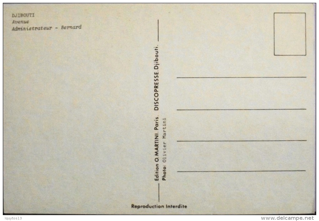 DJIBOUTI CARTE POSTALE  - Avenue Administrateur Bernard - T.B.E. - Dschibuti