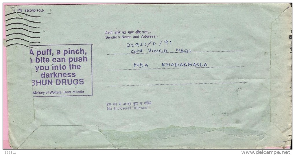 Aerogramme, India (A Puff, A Pinch, A Bite Can Push You Into The Darkness SHUN DRUGS) - Corréo Aéreo