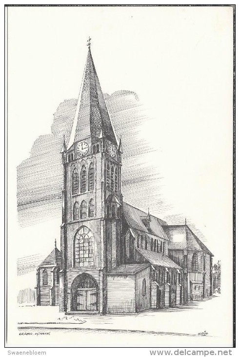 NL.- Nijverdal. Rooms Katholieke Kerk. Tekening Van W. Riem. 2 Scans - Nijverdal