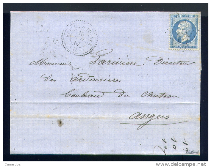 Lettre De Ruelle Sur Touvre Pour Angers 1867 - 1862 Napoléon III.