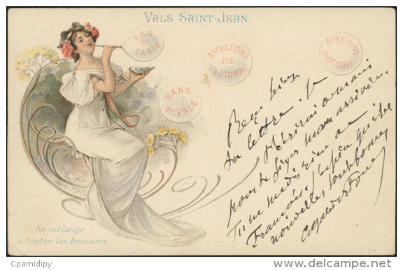 PUBLICITE - VALS PRECIEUSE, Vals Saint-Jean, Eau De Table, Sans Rivale, Affections De L'estomac, Apéritive Digestive,.. - Werbepostkarten