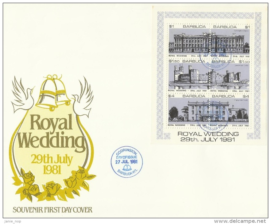 Barbuda 1981 Royal Wedding Sheetlet FDC - Barbuda (...-1981)
