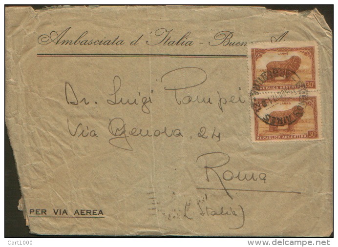 1947 BUENOS AIRES X ROMA VIA AEREA - Storia Postale