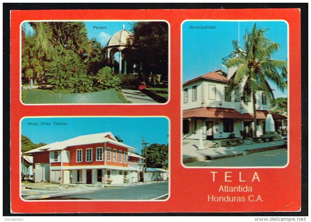 K125 Honduras - Tela Atlantida - Hotel Villas Telamar - Parque - Municipalidad / Viaggiata 1985 - Honduras