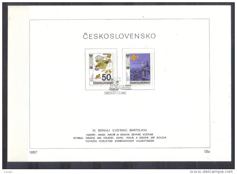 Czechoslovakia FIRST DAY SHEET  Mi 2921-2924 Bienale Children Books Illustrations   1987 - Brieven En Documenten