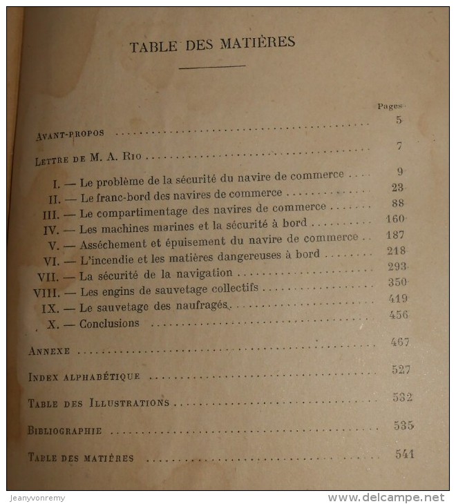 La Sécurité Maritime. Utilisation Et Sécurité Du Navire De Commerce. J. Marie Et Ch. Dilly.1951. - Boten