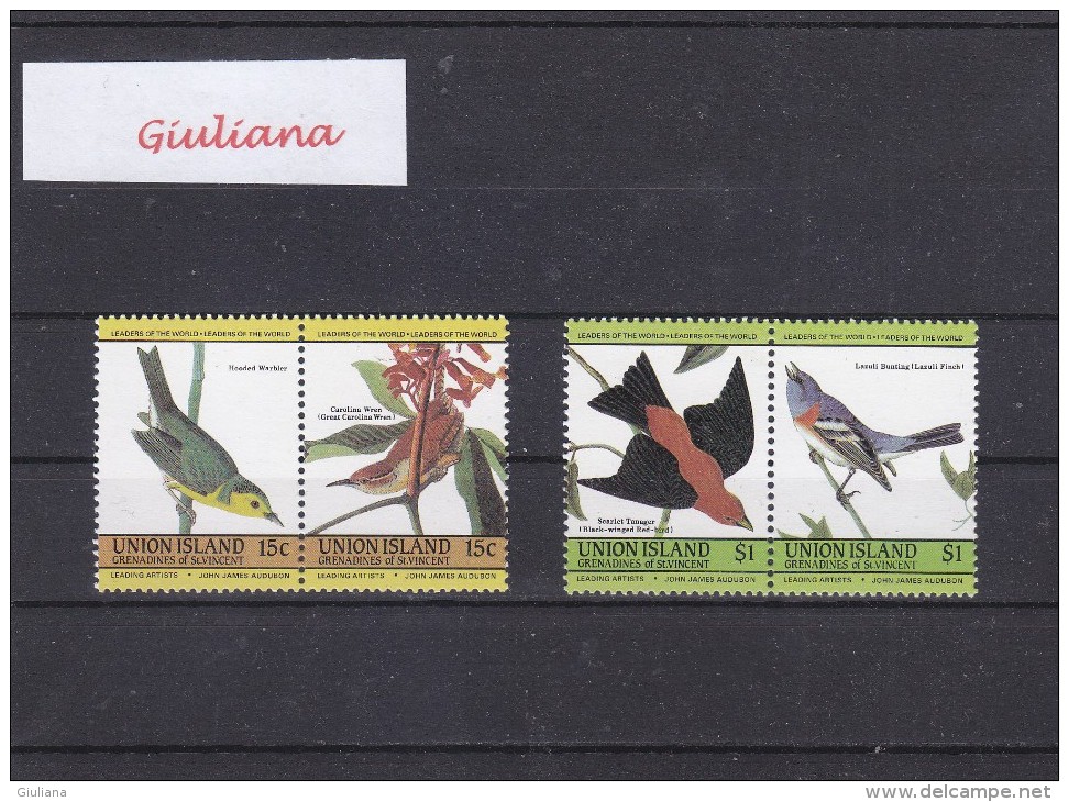 Union Island Grenadines Of St. Vincent  - Francobolli Coppia**  Uccelli  (Emissione Non Ufficiale) - Kolibries