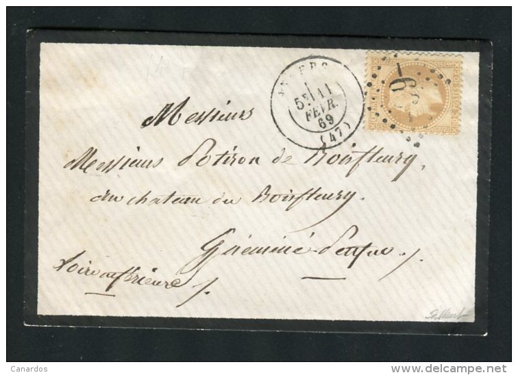 Lettre D'Angers Pour Guéméné Pentao 1869 - 1863-1870 Napoleone III Con Gli Allori