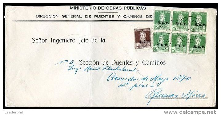 ARGENTINA, MOP Official Cover W/7 Stamps, VF - Oficiales