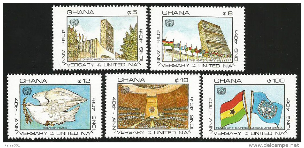 Ghana 1985 United Nations Dove General Assembly Flags MNH - Ghana (1957-...)