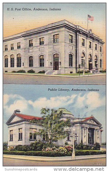 Us Post Office And Public Libaray Anderson Indiana 1948 - Anderson