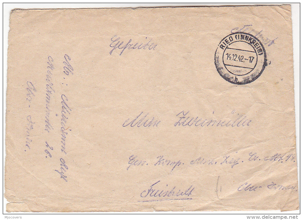 1942  Ried Im Innkreis GERMANY  ( AUSTRIA ) Feldpost COVER   Forces Military - Covers & Documents