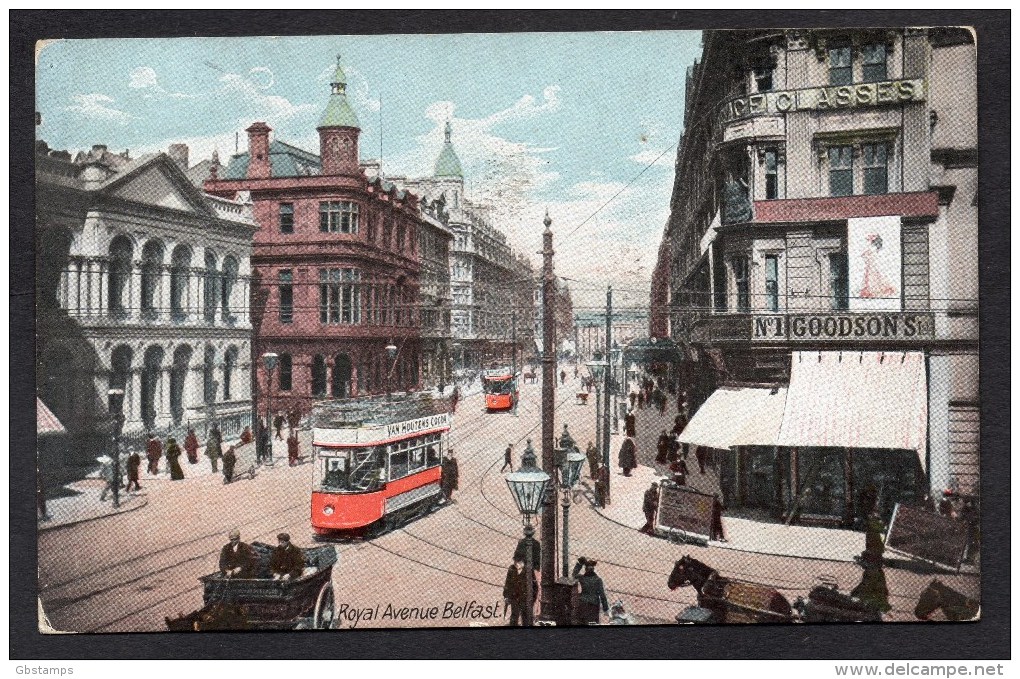 1909 Royal Avenue Belfast-Trams Etc Posted Card Detail As Scanned - Antrim