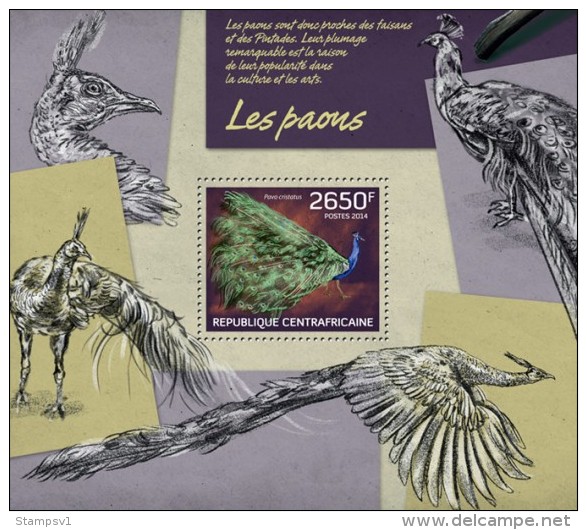 Central African Republic. 2014 Peacocks. (219b) - Paons