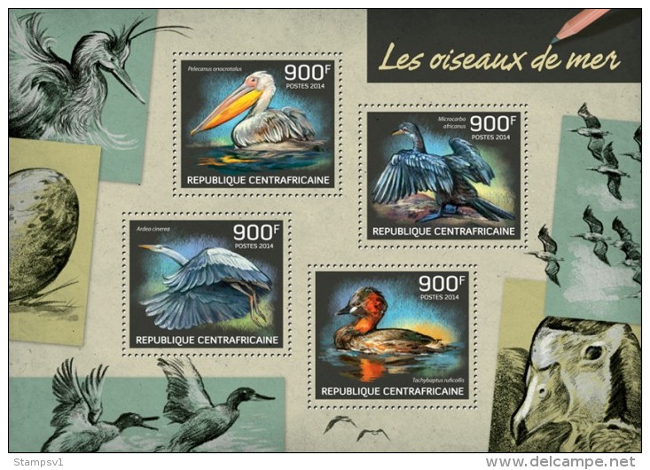 Central African Republic. 2014 Seabirds. (224a) - Cigognes & échassiers