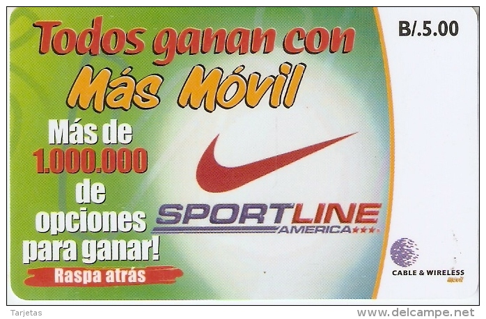 TARJETA DE PANAMA DE CABLE & WIRELESS B/.5  MAS MOVIL (SPORT LINE) NIKE - Panamá