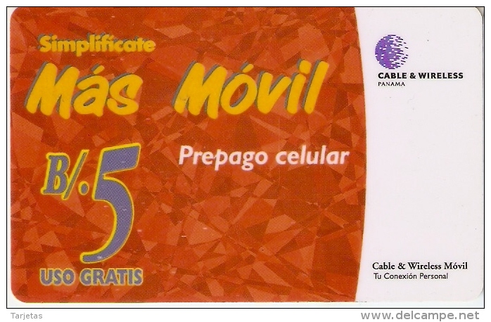 TARJETA DE PANAMA DE CABLE & WIRELESS B/.5  MAS MOVIL - Panama