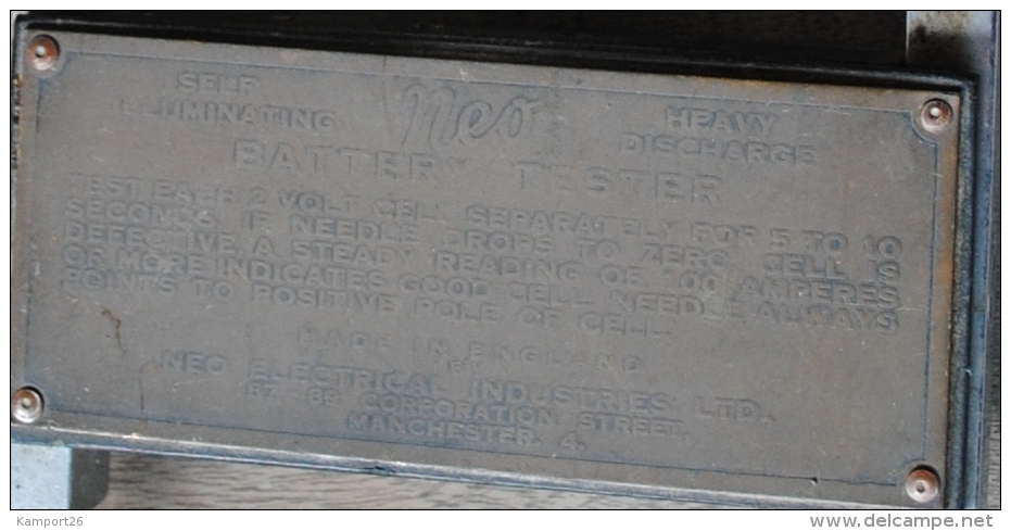 Battery Tester NEO ELECTRICAL INDUSTRIES Antique Tool Manchester Industrial Art Testeur De Batterie - Altri Componenti