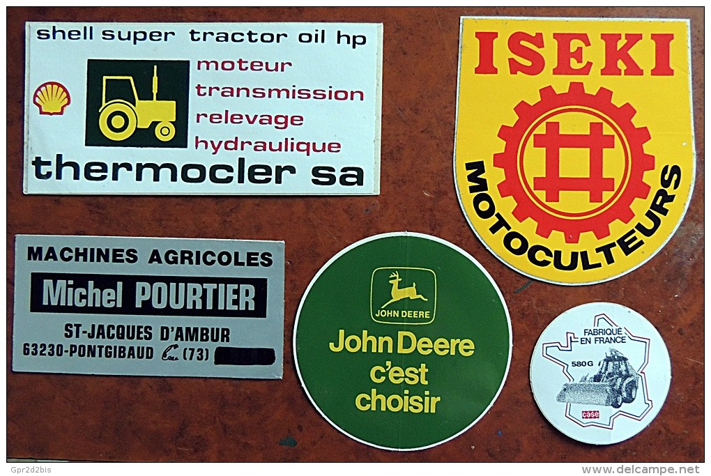 Lot De 5 Autocollants Sur Le Thème Des Tracteurs & Machines Agricoles - Deere Iseki Case - Trattori