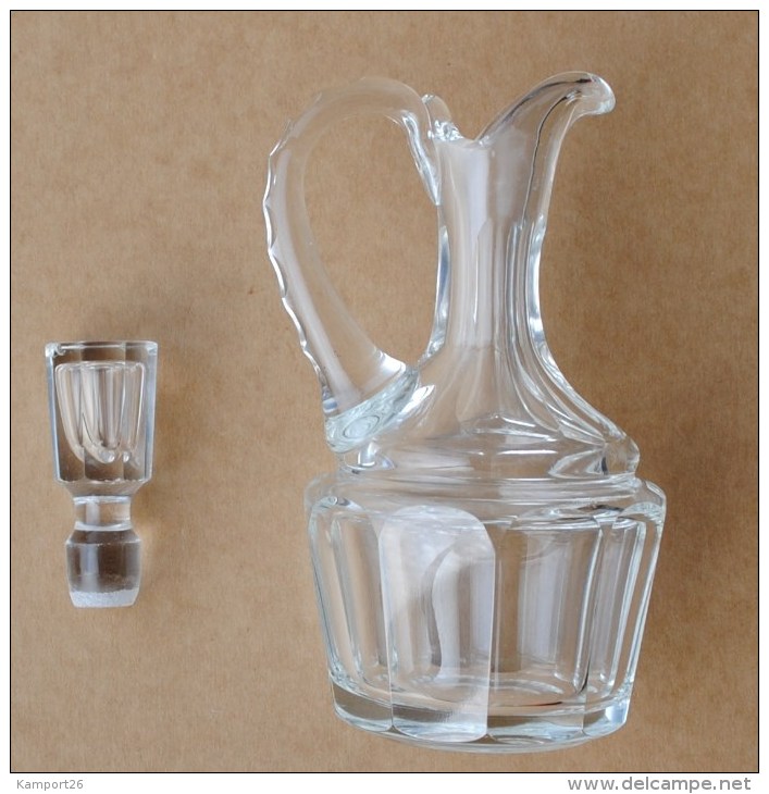 Vintage Style Clear GLASS Bottle JUG Stopper 0,250L Pitcher Cruche - Karaf