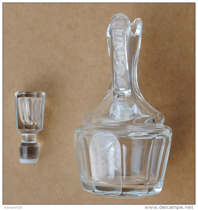 Vintage Style Clear GLASS Bottle JUG Stopper 0,250L Pitcher Cruche - Caraffe