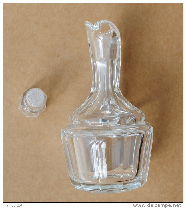 Vintage Style Clear GLASS Bottle JUG Stopper 0,250L Pitcher Cruche - Karaf