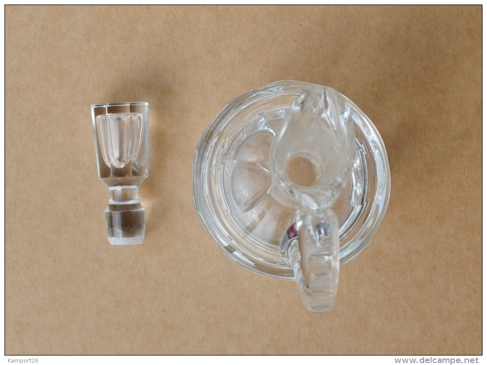 Vintage Style Clear GLASS Bottle JUG Stopper 0,250L Pitcher Cruche - Karaf