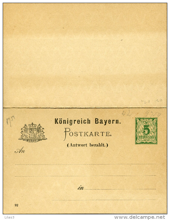 Entier Postal  Carte Avec Réponse Payée 5 Pf Vert Superbe - Lettres & Documents