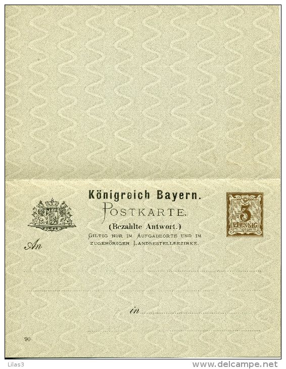 Entier Postal  Carte Avec Réponse Payée 3 Pf Marron - Lettres & Documents