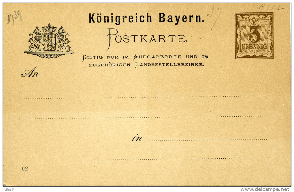 Entier Postal  Carte 3 Pf Marron Neuf - Lettres & Documents