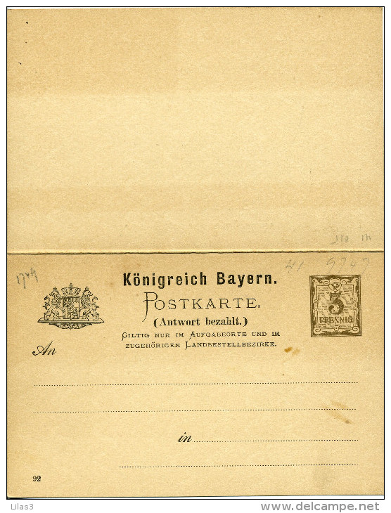 Entier Postal  Carte Avec Réponse Payée 3 Pf Marron Neuf - Lettres & Documents